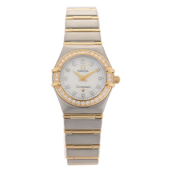 OMEGA Constellation 18k Gold MOP Diamond Dial & Bezel Full Bar 23mm Ladies Watch - Picture 1 of 13